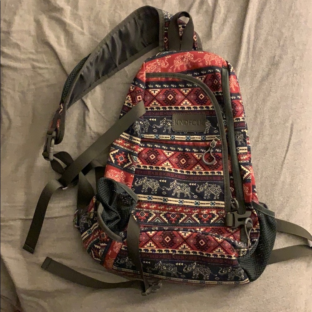 Kipling Red and Black Patterned Backpack